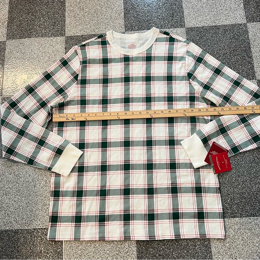 NWT Wondershop Men's Ribbed Plaid Long Sleeve Holiday Pajama Shirt- Cream L - Picture 5 of 8